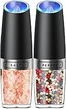 Cozioz Gravity Electric Salt and Pepper Grinder Set – Automatic Mill with LED Light, Adjustable Coarseness, One-Handed Operation, Upgraded Larger Capacity, Battery Powered