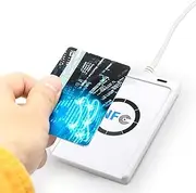 White NFC Reader, 424 kbps Contactless IC Card Reader Smart Card Writer Key Card Tag with USB Cable
