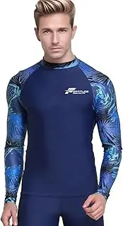 [Fortitude Sports] Long Sleeve Rash Vest for Men | UPF 50+ UV Protection, Mens Compression Top for Watersports and Swimming | Mens Rash Vests for Swimming