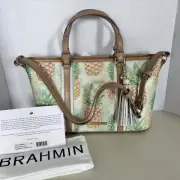 Brahmin Mini Asher POMPANA MULTI Pineapple Leather Crossbody NEW