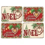 Country Kitchen Dining Noel Be Merry Cork Back Placemats Set 4