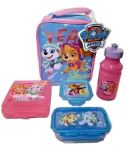 PAW PATROL - GIRLS - Kids Insulated Lunch Bag Set - 5 PCE