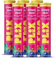 PLIX Glutathione Skin Glow 90 Effervescent Tablets 500mg for Clear and Youthful Skin | Reduces Pigmentation, Fades Dark Spots, Hydrates Skin | Pack of 6, Strawberry Flavour