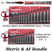 Sidchrome 13 Piece AF + 16 Piece Metric Pro Series Geared Ratchet Spanner Set