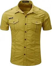 [Fredd Marshall] Men's Short Sleeve Regular-Fit Work Shirt