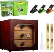 Cigar Humidor, Cedar Wood Humidor Cigar Box with Cigar Humidifier, Cigar accessories for Men，3-Layer Storage Case，3PACK Cigar Holder