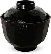J-Kitchens Miso Soup Bowl, Soup Bowl, 9.8 fl oz (285 cc), Diameter 3.8 x Height 3.7 inches (9.7 x 9.3 cm), New Tortoise Shell, Small Suction Bowl, Black Uchi, Made in Japan