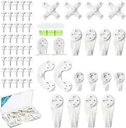 FuleZhike Picture Hanging Hooks Photo Frame Hanger Hook Set Kit Pins Non-Trace White for Non Trace Hardwall Drywall Picture Hook Hanging Paintings Wedding Photos Mirror Wall Studs 62Pcs (066)