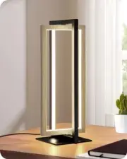LED Table Lamp, Stepless Dimmable Bedside Lamp, MAX 750LM, 3 Wood Grain Cyan