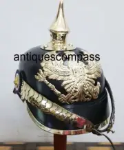 PRUSSIAN LEATHER PICKELHAUBE GERMAN HELMET WWI W/ FR BADGE ENLIST SPIKE HELMET