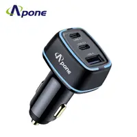 在飛比找PChome24h購物優惠-【Apone】105W PD+QC 3孔 快充 車用充電器