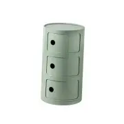 Round Nightstand with 3 Drawers, Modern Style Side Table, Multifunctional End