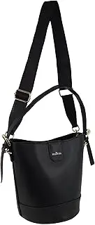 [Milleni] Ladies Vegan Leather Bucket Crossbody Bag in Black