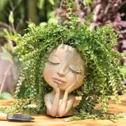 Face Head Planter Succulent Plant Flower Pot Resin Container