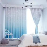 在飛比找樂天市場購物網優惠-鏤空星星窗簾布遮光臥室客廳家用小清新布紗一體雙層窗簾新款成品