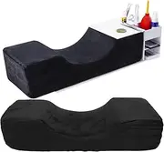Pillow for Eyelash Extensions, Memory Foam Eyelash Extensions Pillow for Neck and Back Support, U Shape Lash Bed Pillow with Pockets for Beauty Tools (Black)