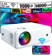 ClokoWe GC03 Mini Projector WiFi Projector 1080P Full HD, 14000 Lux Light Brightness Portable Video 4K Projector Compati