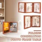 Hinged Photo Frame Double/Trifold Folding Picture Frame 180° Foldable Wood ⚧⚧