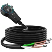 360 Degree Rotating Flat Plug - 10ft Black Replacement Power Cord with Open E...