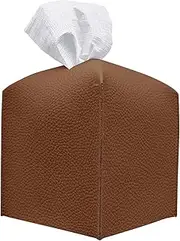 IOIUSKKU Simple But Cool Looking Leather Tissues Box Cover Tissues Box in Style with Simple Yet Cool Looking Cover PU, Light tan