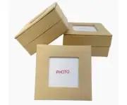 Value Pack of 12 Square Photo Box-Small Tulle, Natural