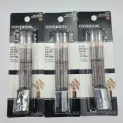 Lot 3 COVERGIRL - Easy Breezy Brow Fill & Define 510 Soft Brown, 6 Total Pencils
