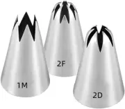 Large Icing Piping Tips,1M 2D 2F Cake Cupcake Decorating Tip Set Kit,Star Drop F