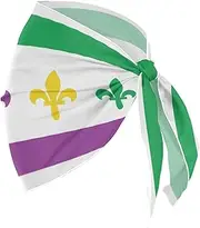 [GuoChe] Bikini Bottoms for Women Mardi Gras Striped Purple Carnival Royal Lily (prop2) Elegant for Swimming Pool Lady