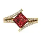 2.49Ct Princess Cut Natural Garnet Solid Gold Engagement Promise Statement Ring