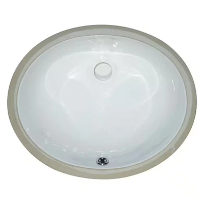 17 In. Undermount Oval Porcelain Bathroom Standard Vessel Sink in White
