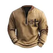 Men's Sweatshirt Quarter Zip Sweatshirt Black White Brown Dark Gray Half Zip Color Block Cross Half Zip Print Sports Outdoor Daily Holiday Polyester Vintage S