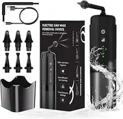 Electric Ear Wax Removal Kit, Ear Cleaning Irrigation Tool Ear Cleaner with 3 Pressure Modes, Ear Irrigation Flushing System with Basin & 6 Reusable Tips, Safe & Effective, USB Rechargeable & Waterproof (Black-Original Version)