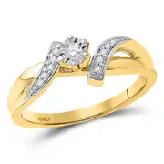 10k Yellow Gold Round Diamond Solitaire Promise Ring 1/10 Cttw