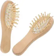 MOTHNUR 2pcs Wooden Cushion Comb Small Paddle Hairbrush for Scalp Massaging for Home Travel Office Use Gentle Hair for Women Men