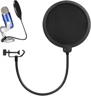 Microphone Pop Filter-SCHIED STUDIO RECORDING LEVEL Mesh Screen | Adjustable Gooseneck Clamp Voice Noise Reduction Filter, Microphone Pop Guard, Accessory for