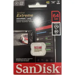 SanDisk 64G 64GB 128G 256G microSDXC Extreme 4K U3 A2 手機記憶卡