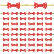 100-Pack Mini Craft Ribbon Bow Twist Ties,1.2x0.6 Inch for Craft[Red]