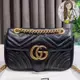 Shaw二手GUCCI(古馳) Marmont GG系列 小號22cm 黑色絎縫皮革 鏈條包 斜背包 446744