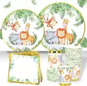 Jungle Safari Tableware Set Party Supplies, Green Party Decorations with Animals