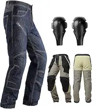 INBIKE Armored Motorcycle Pants for Men, Stretchy Jeans with Removable Protective Knee Armor, Wear-Resistant Riding Pants