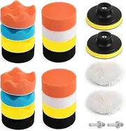 AIMALL 22PCS 3" Buffing Waxing Polishing Sponge Pads Kit for Car Polisher and Drill, Foam Pads for Auto Detailing, Scratch Removal and Paint Restoration