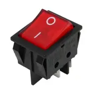 AC 250V/125V 16A/16A Red Light DPST 4Pin Rocker Boat Switch