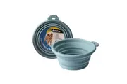 Collapsible Round Blue 370ml Silicone Dog & Cat Travel Bowl by Pet One