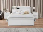 Byron Bed Frame with Gas Lift 2 Drawer Base - Double / White