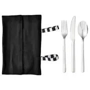 FINSKUREN travel cutlery with case, stainless steel/black