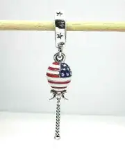 BN GENUINE PANDORA US EXCL 4TH JULY STARS STRIPES & BOW DANGLE CHARM-791684C01