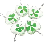 [Tofficu] 4-leaf Pendant Set for Patrick's Day Glass Charm Diy Accessories Lucky Shamrock Decorations