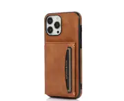 C55 Brown Phone Leather Case Protection Bumper Wallet Folding Protective Case for IPhone 14 Max 6.7