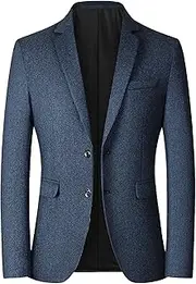 [Aosufei] Men's Comfort Casual Wedding Party Suit Jacket Lightweight Solid Dress Blazer Suits Stylish Business Tuxedo Jacket, Dark Blue6, Large