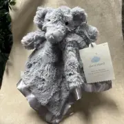 Cloud Island Elephant Lovey Security Blanket Gray Satin Trim Swirley Nwt